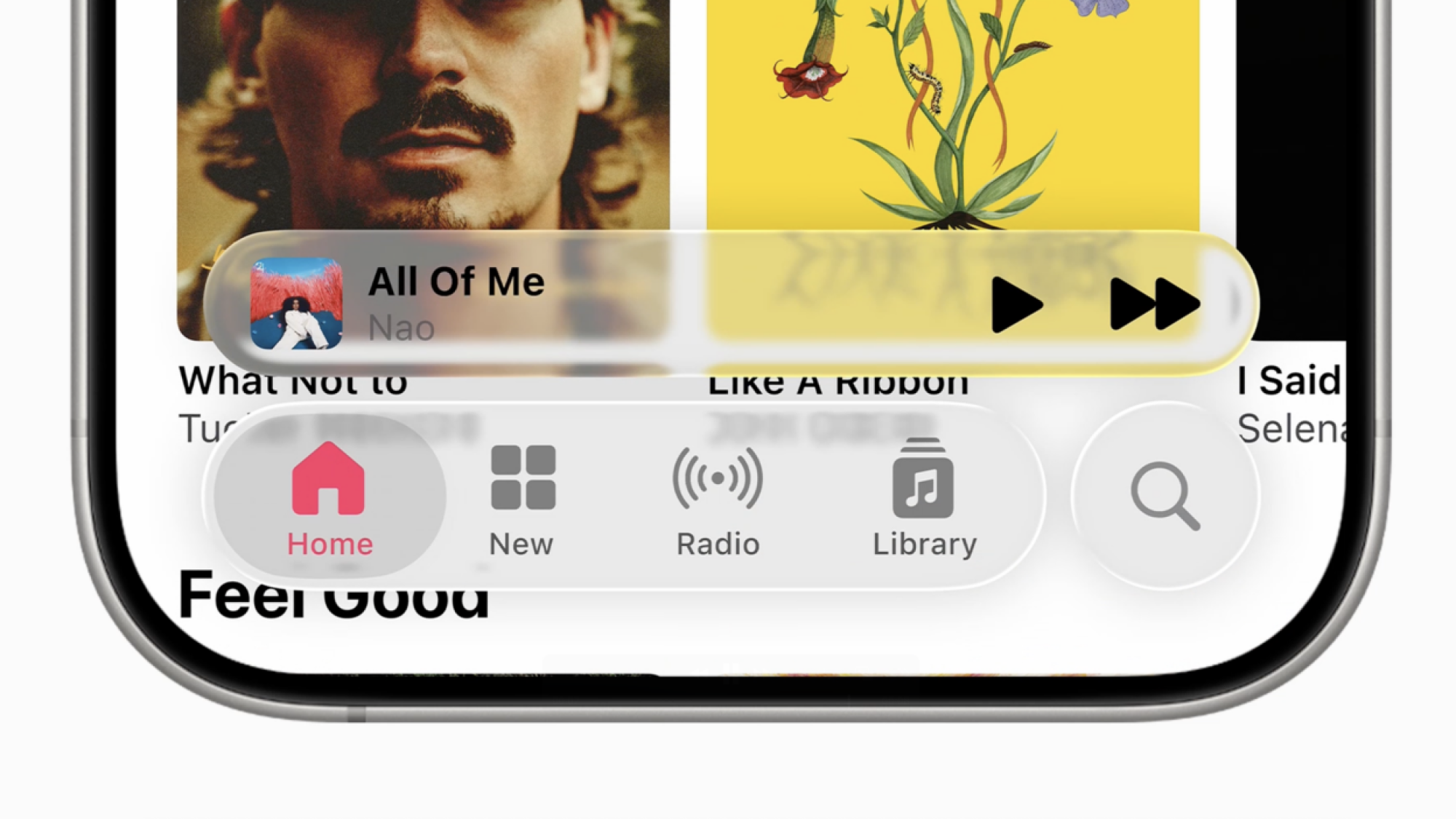 close-up of details on liquid glass
